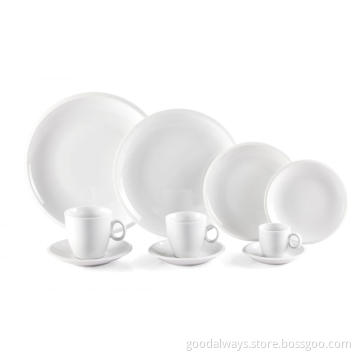 Embossed White Cheap Dinner Plate Coffee Cup Set